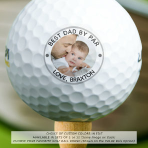 BEST DAD BY PAR Photo Personalized Golf Balls