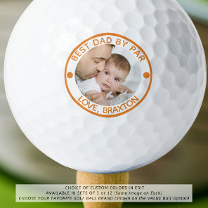 BEST DAD BY PAR Photo Personalized Golf Balls