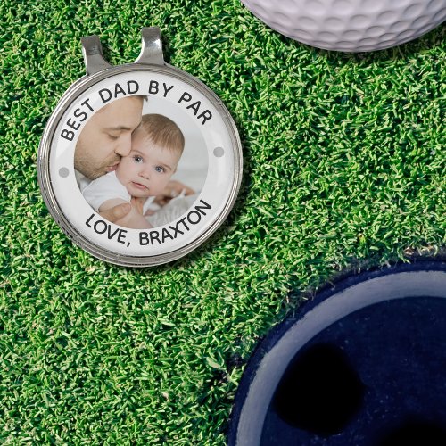 BEST DAD BY PAR Photo Personalized Golf Hat Clip