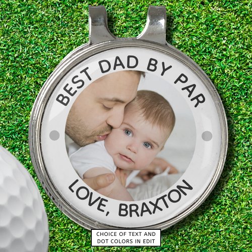 BEST DAD BY PAR Photo Personalized Golf Hat Clip