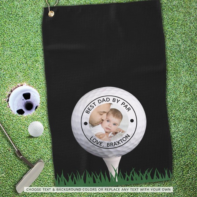 Best Dad By Par Photo Personalized Golf Towel (Creator Uploaded)
