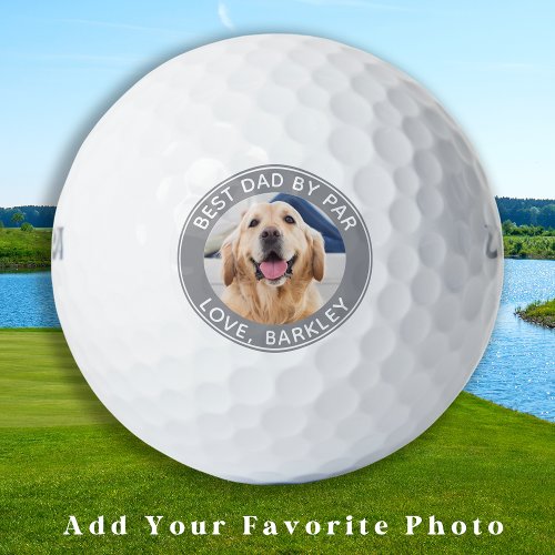 Best Dad By Par Photo Pet Dog Gray Personalized Golf Balls