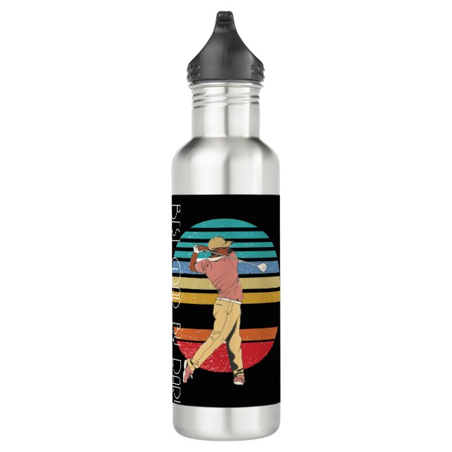 Best Dad by Par Rainbow & Black  Stainless Steel Water Bottle (Right)