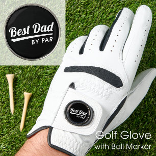 Best Dad By Par Retro Black Ball Marker Golf Glove