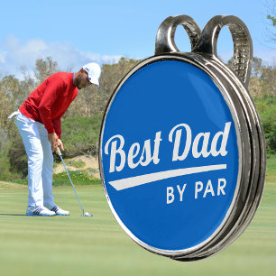 Best Dad By Par Retro Blue Golf Hat Clip