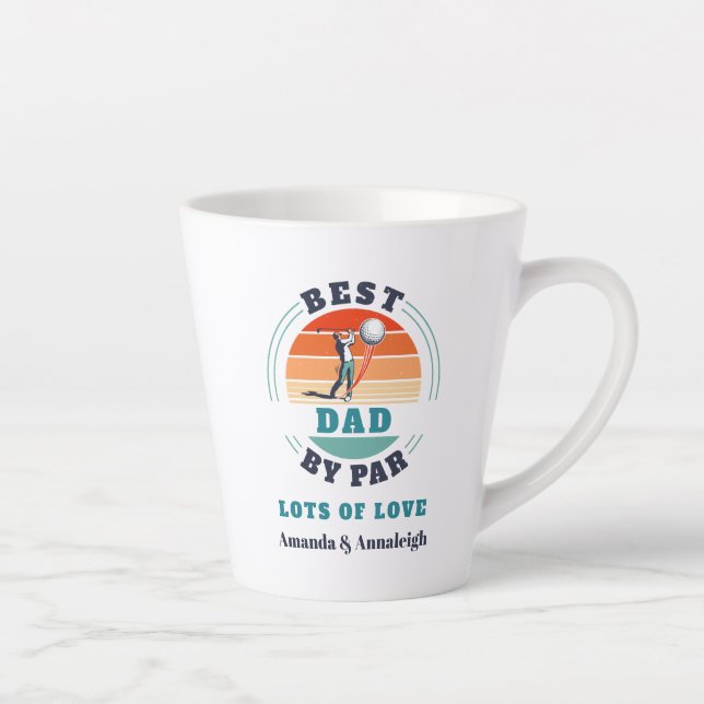 Best Dad By Par Retro Custom From Daughters Latte Mug (Right)