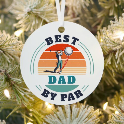 Best Dad By Par Retro Custom Golf Lover Christmas Metal Ornament
