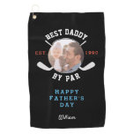 Best Dad By Par Retro Father's Day Black Monogram  Golf Towel
