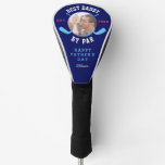 Best Dad By Par Retro Father's Day Blue Monogram Golf Head Cover