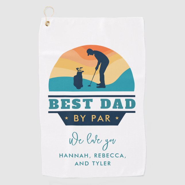 Best Dad By Par Retro Retired Golf Lover Custom Towel (Front)