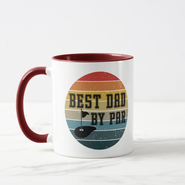 Best Dad By Par Retro Sunset Mug (Left)