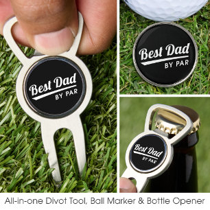 Best Dad By Par Retro Typography Black Golf Divot Tool