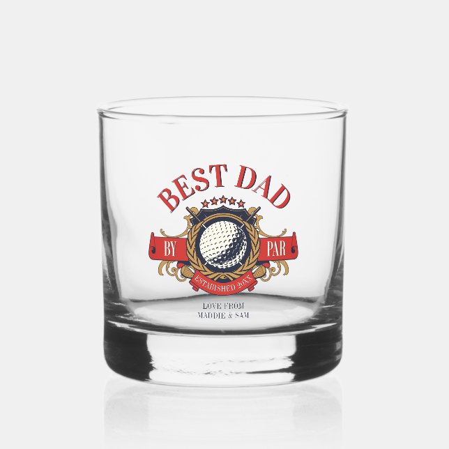 Best Dad By Par Seal Elegant Custom Whiskey Glass (Front)