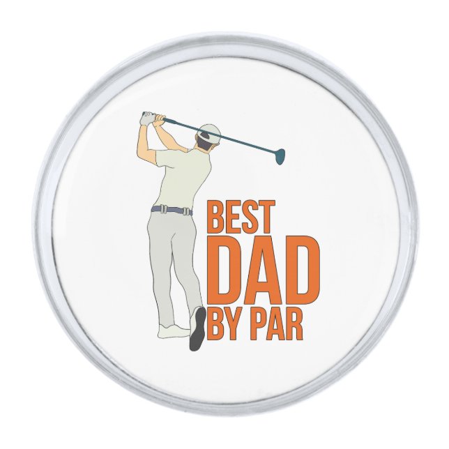 Best Dad By Par Silver Finish Lapel Pin (Front)