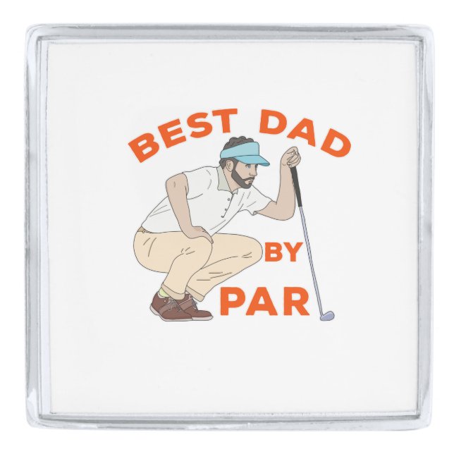 Best Dad By Par Silver Finish Lapel Pin (Front)
