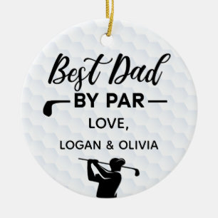 Best Dad By Par Simple & Custom Name Ceramic Ornament