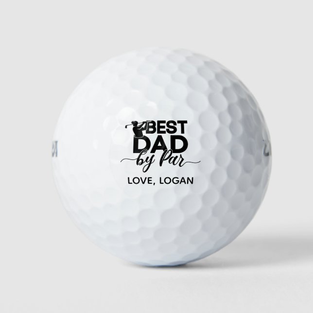 Best Dad By Par Simple & Custom Name Golf Balls (Front)