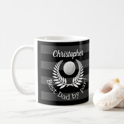 Best Dad by Par Wreath Custom Name Fathers Day Coffee Mug