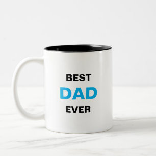Best Dad Calligraphy in Turquoise Blue & Black Two-Tone Coffee Mug
