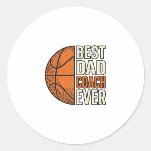 Best Dad Coach Ever Basketball Vintage Vector Desi Classic Round Sticker