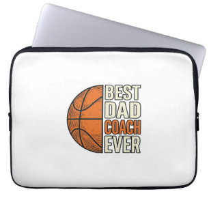Best Dad Coach Ever Basketball Vintage Vector Desi Laptop Sleeve