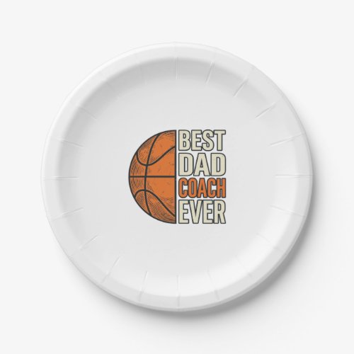 Best Dad Coach Ever Basketball Vintage Vector Desi Paper Plates