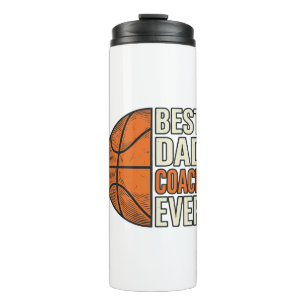 Best Dad Coach Ever Basketball Vintage Vector Desi Thermal Tumbler
