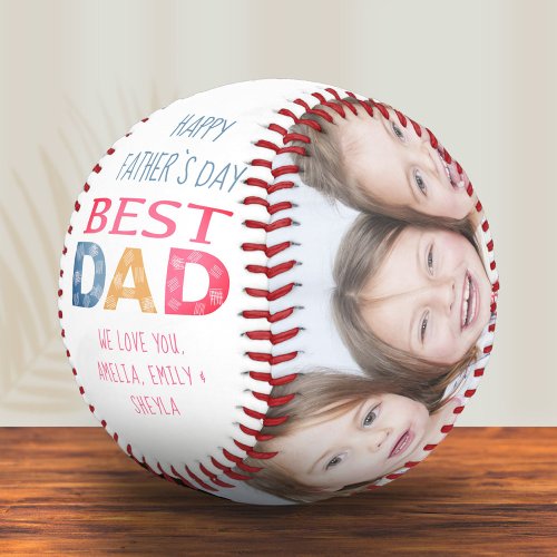 Best Dad Colorful Typography 2 Photo Collage  Base Baseball