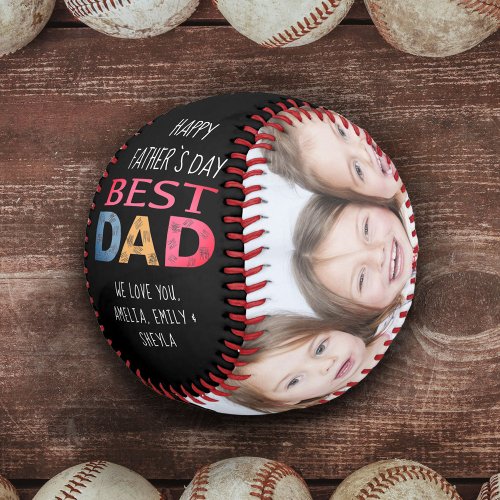 Best Dad Colorful Typography 2 Photo Collage  Baseball