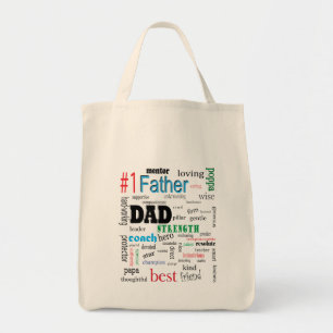 Best Dad Colorful Word Cloud Tote Bag
