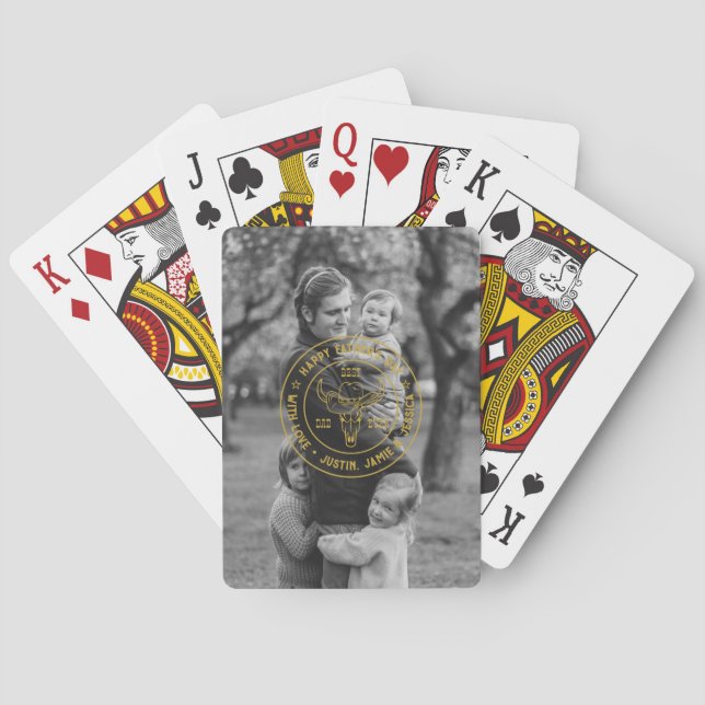 Best Dad Cowboy Hat Custom Photo Father's Day Poker Cards (Back)