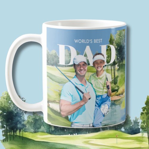 *Best Dad Custom 2 Photo Collage Golf Course Coffee Mug
