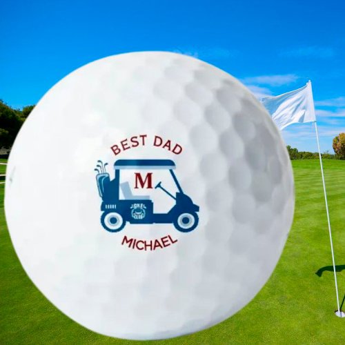 Best Dad Custom Golf Cart Monogram Name   Golf Balls