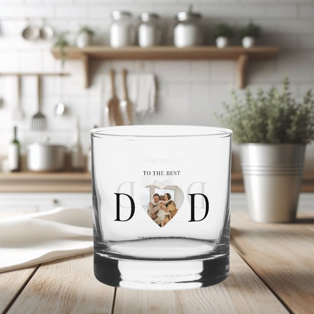 Best Dad Custom Heart Photo | Father's Day Gift Whiskey Glass (Creator Uploaded)