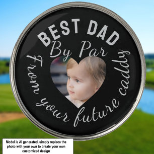 Best Dad Custom Kids Photo Black Personalized Golf Ball Marker