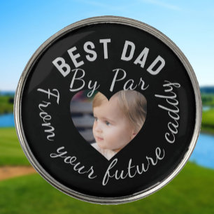 Best Dad Custom Kids Photo Black Personalized Golf Ball Marker