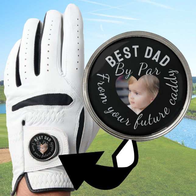 Best Dad Custom Kids Photo Black Personalized Golf Glove (Creator Uploaded)