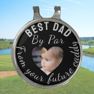 Best Dad Custom Kids Photo Black Personalized Golf Hat Clip