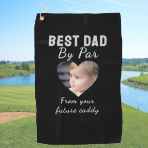 Best Dad Custom Kids Photo Black Personalized Golf Towel
