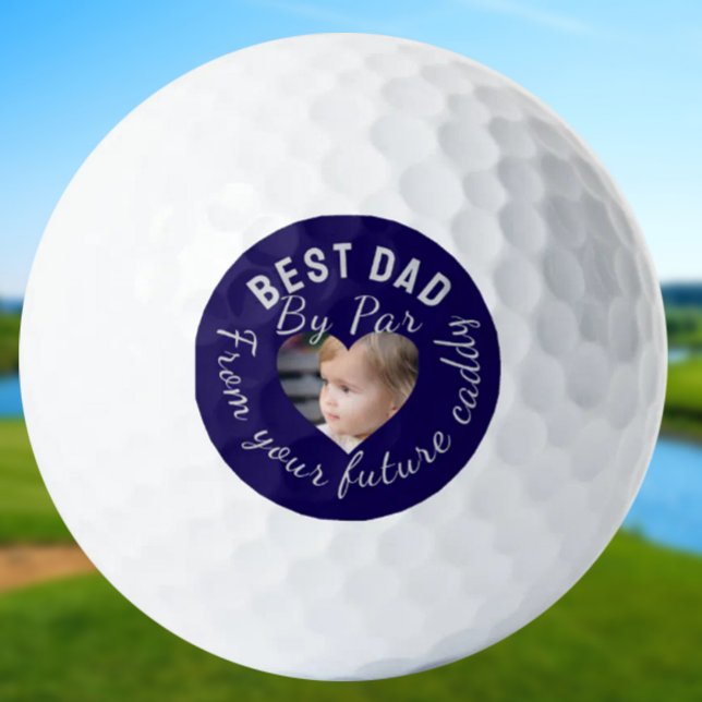 Best Dad Custom Kids Photo Blue Personalized Golf Balls (Creator Uploaded)