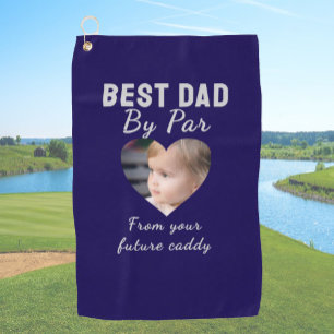 Best Dad Custom Kids Photo Blue Personalized Golf Towel
