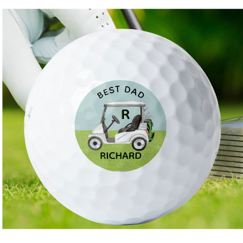 Best Dad Custom Monogram Cart Clubs First Name  Golf Balls