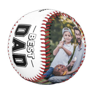 Best Dad Custom Name modern 2 Photo Baseball