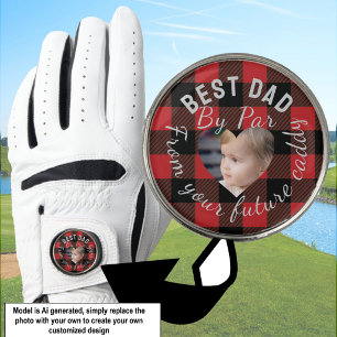 Best Dad Custom Photo Buffalo Plaid Personalized Golf Glove