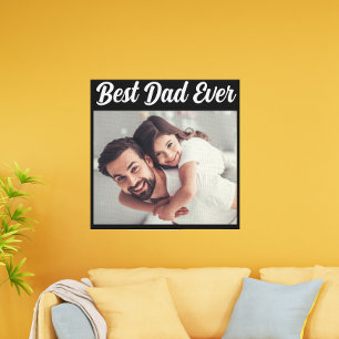 Best Dad Custom Photo Dad and Daughter Fathers day Faux Canvas Print