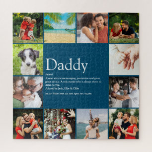 Best Dad, Daddy, Father Definition 12 Photo Blue Jigsaw Puzzle