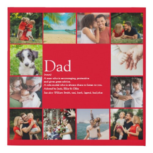 Best Dad Daddy Father Definition 12 Photo Fun Red Faux Canvas Print
