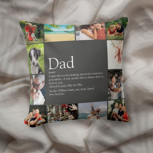 Best Dad Daddy Father Definition 12 Photo Gray Throw Pillow