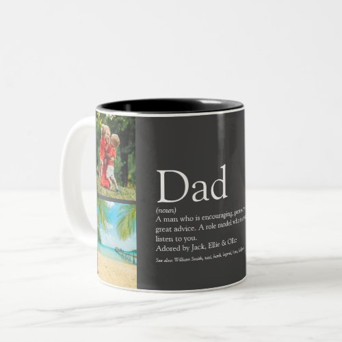 Best Dad Daddy Father Definition 4 Photo Collage Two_Tone Coffee Mug