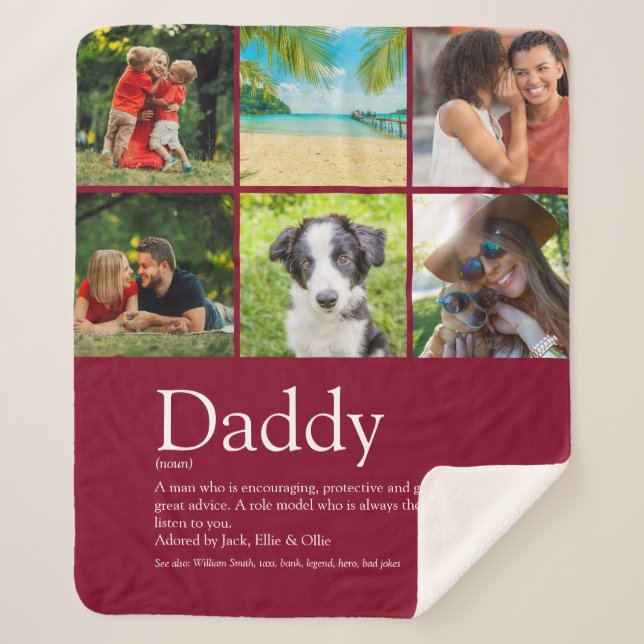 Best Dad Daddy Father Definition 6 Photo Burgundy Sherpa Blanket (Front)